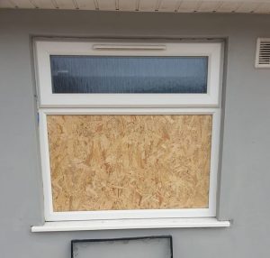 Boarded up window in Bermondsey